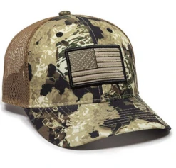 Outdoor Cap Veil Camo Whitetail/Brown USA Flag Mesh Backed Hat